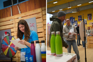 Stand Trail Runner Foundation à l'Écotrail Paris 2025 : bénévoles en interaction avec les traileurs découvrant les jeux conçu pour sensibiliser.